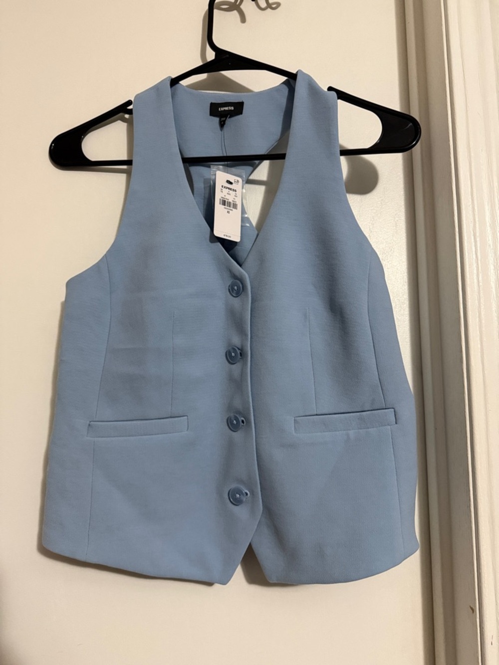 Express Sky Blue Button Vest